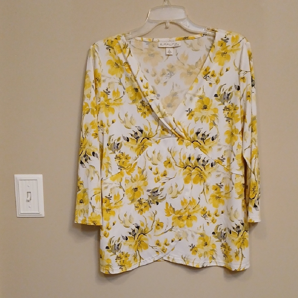 Elegant Yellow Floral Blouse by Ralph Lauren